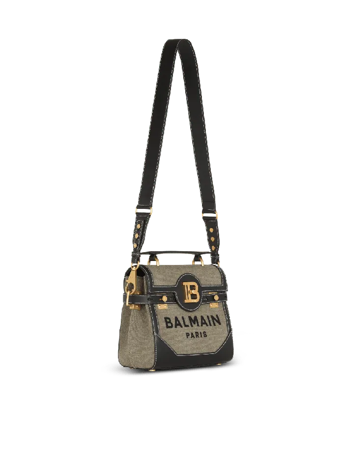 Balmain Handbags Women Canvas BBuzz 23 Bag With Leather Panels Khaki
