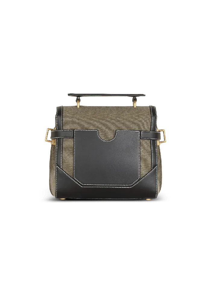 Balmain Handbags Women Canvas BBuzz 23 Bag With Leather Panels Khaki