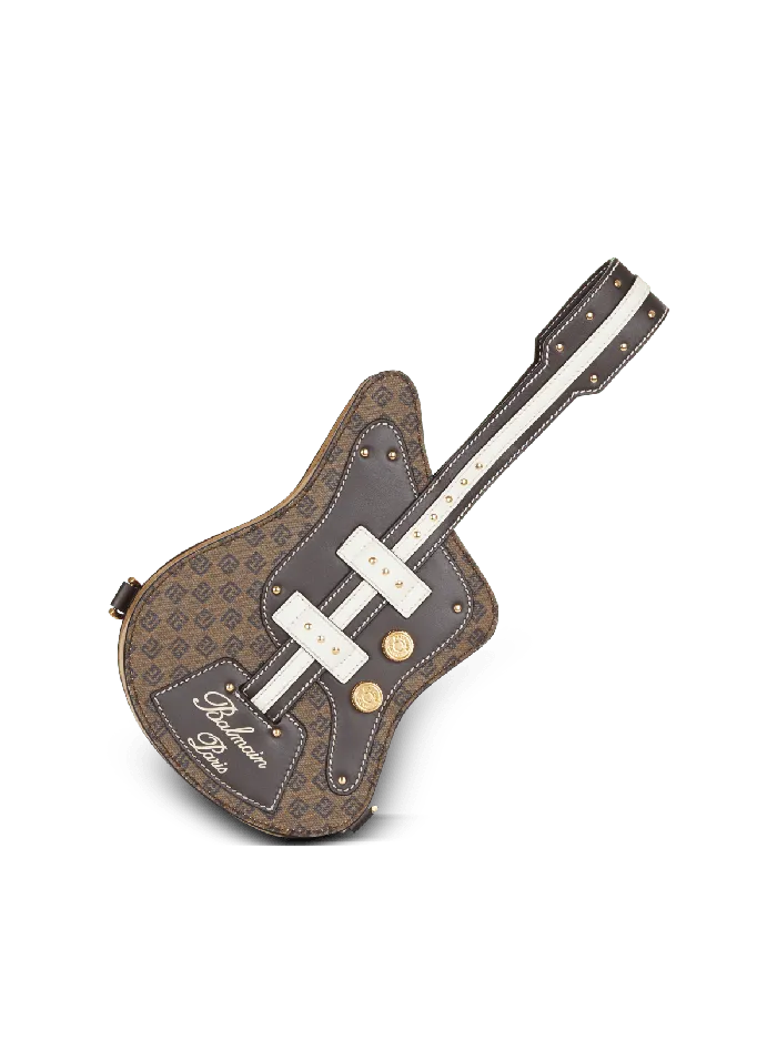 Balmain Handbags Women Guitar Bag Clutch With Leather And Monogram Detailing Brown Balmain Handbags Women Guitar Bag Clutch With Leather And Monogram Detailing Brown