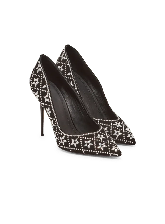 Balmain High Heels and Pumps Women Ruby Suede And Crystal Pumps Black