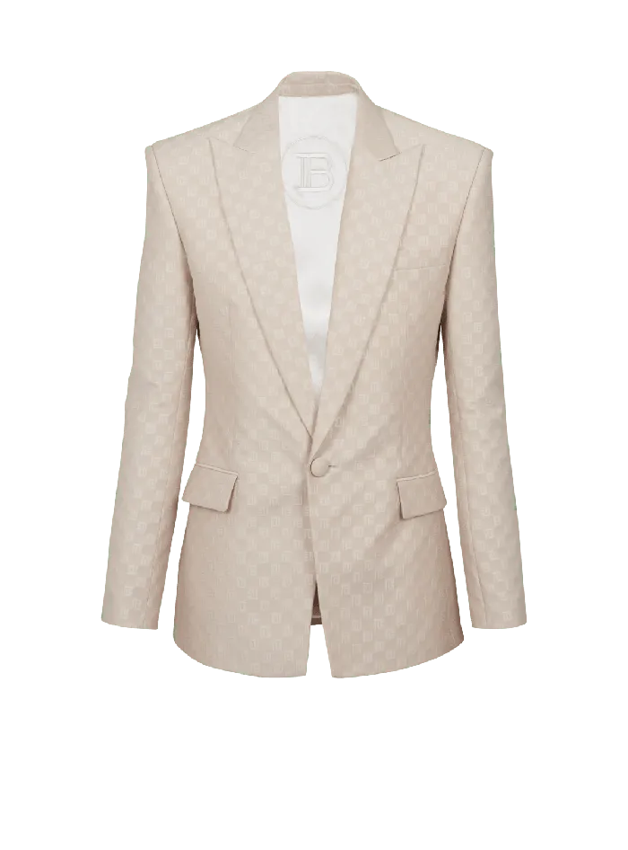 Balmain Jackets And Blazers Men 1button Jacket In PB Labyrinth Jacquard Beige Balmain Jackets And Blazers Men 1button Jacket In PB Labyrinth Jacquard Beige