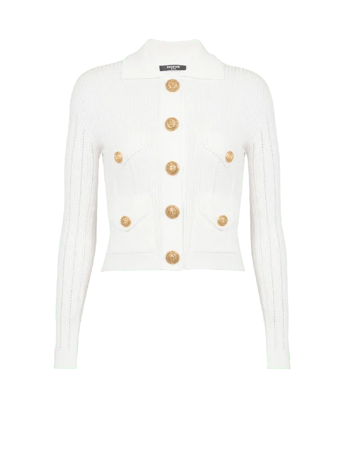 Balmain Knitwear Women Buttoned Knit Cardigan White