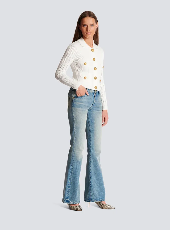 Balmain Knitwear Women Buttoned Knit Cardigan White