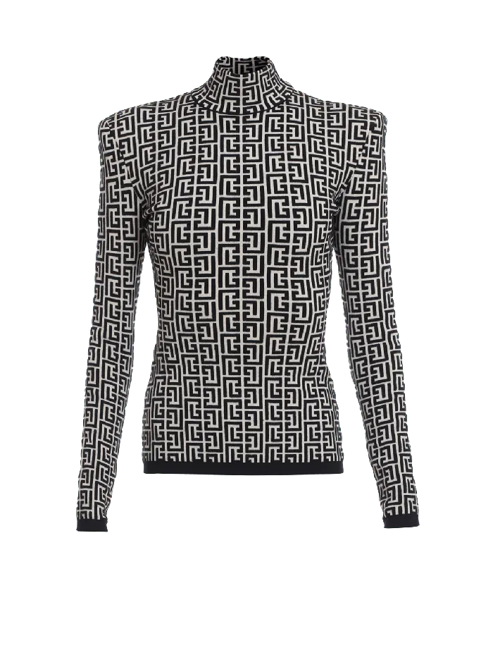 Balmain Knitwear Women Knit Sweater With Monogram Black