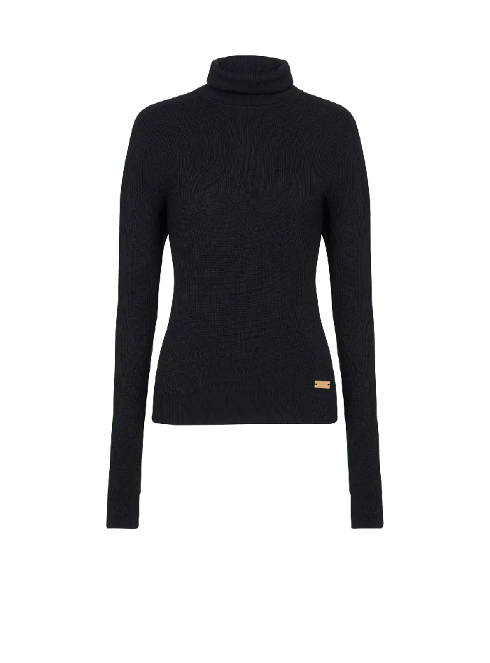 Balmain Knitwear Women Knitted Turtleneck Jumper Black