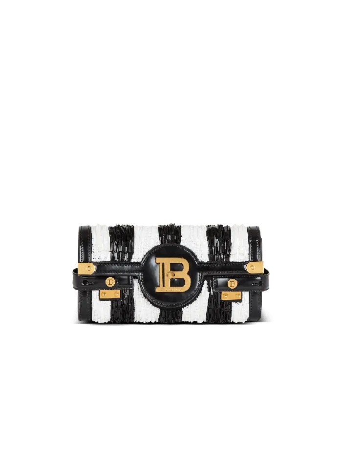 Balmain Mini Bags Women BBuzz Pouch 23 With Embroidered Stripes Black