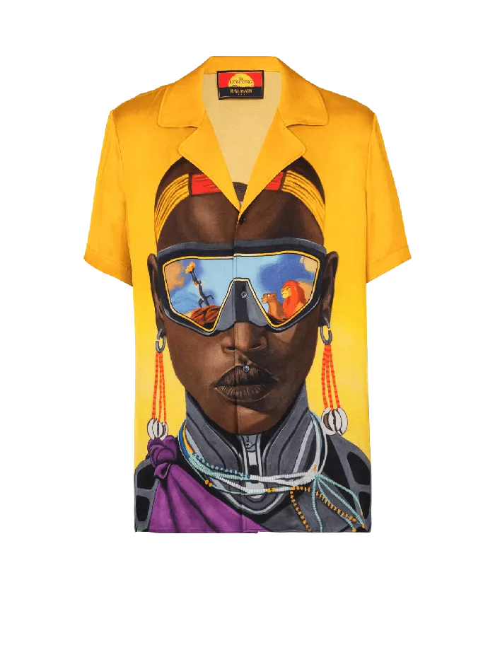 Balmain Shirts And Polos Men Disney X The Lion King 8211 Satin Pyjama Shirt With Nika Mtwana Print Multicolor