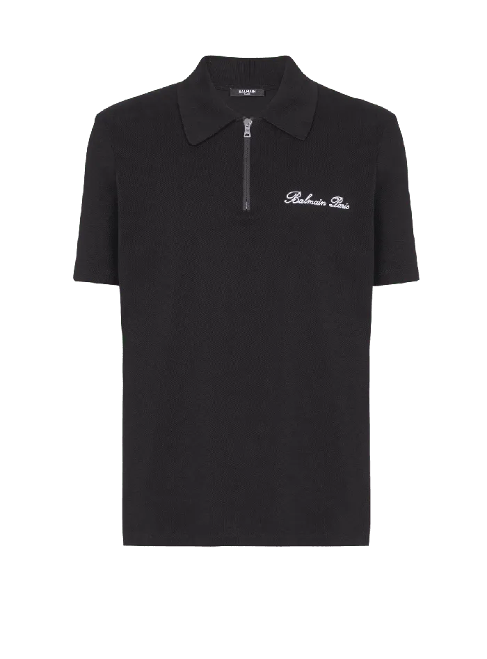 Balmain Shirts And Polos Men Shortsleeved Polo Shirt With Embroidery Black