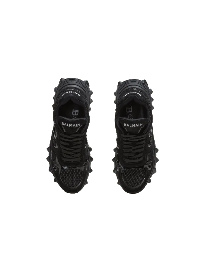 Balmain Sneakers Men BEast Trainers In Leather Suede And Mesh Black