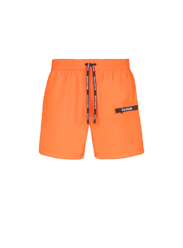 Balmain Swimwear Men Swim Shorts Orange