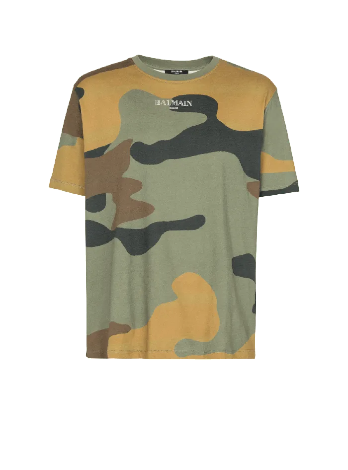 Balmain TShirts Men Camouflage Vintage Tshirt Khaki