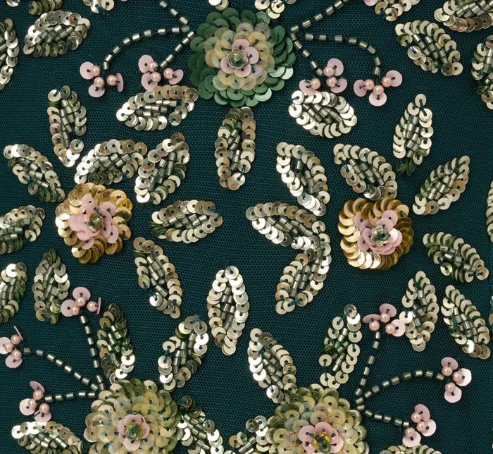 Beaded Dresses Womens Adrianna Papell Floral Beaded Midi Dress With Godet Skirt In Gem Green