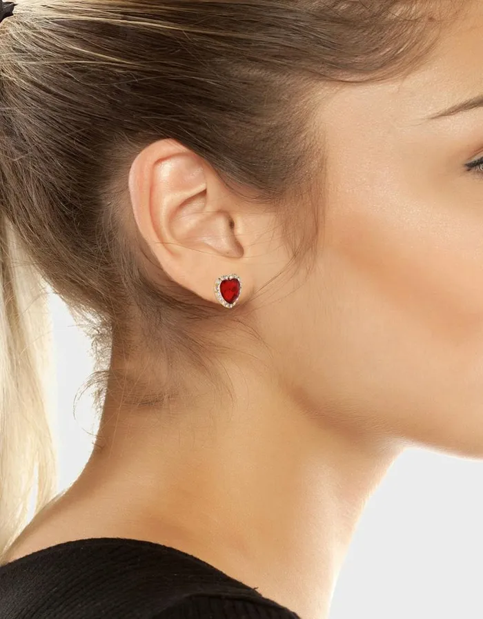 Betsey Johnson Women BETSEYS BEST STONE HEART STUDS RED Betsey Johnson Women BETSEYS BEST STONE HEART STUDS RED
