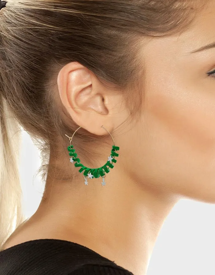 Betsey Johnson Women BETSEYS HOLIDAY COIL HOOP EARRINGS GREEN Green Betsey Johnson Women BETSEYS HOLIDAY COIL HOOP EARRINGS GREEN Green
