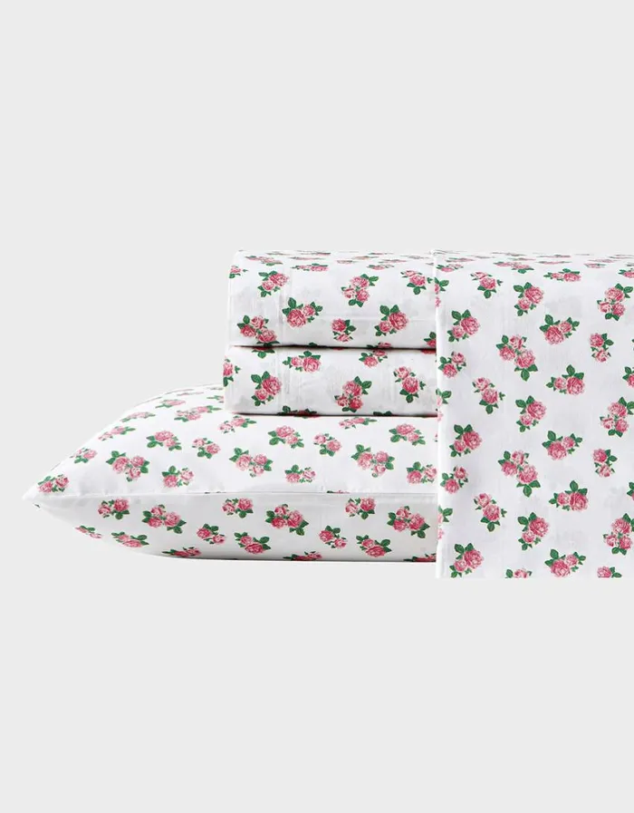 Betsey Johnson Women BETSEYS TINY PINK ROSES KING SHEET SET MULTI