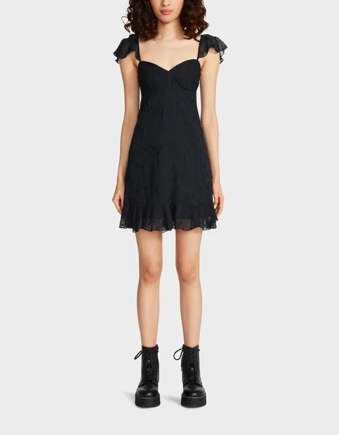Betsey Johnson Women LOTUS MINI DRESS BLACK Black