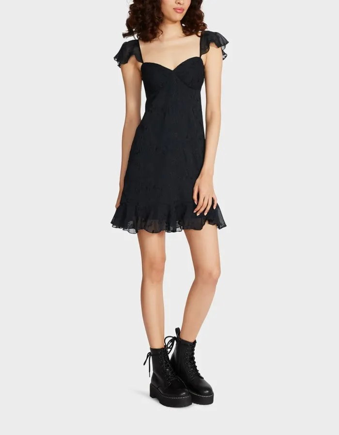 Betsey Johnson Women LOTUS MINI DRESS BLACK Black