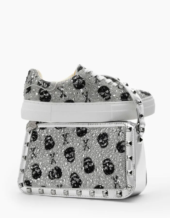 Betsey Johnson Women SKULL RHINESTONE TOP ZIP SILVER Silver Betsey Johnson Women SKULL RHINESTONE TOP ZIP SILVER Silver