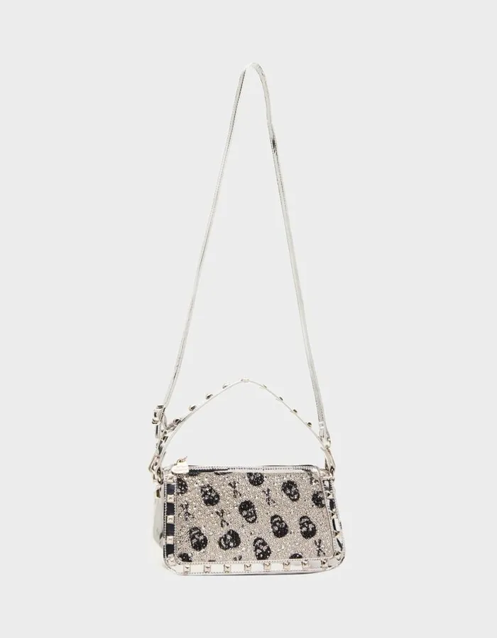 Betsey Johnson Women SKULL RHINESTONE TOP ZIP SILVER Silver Betsey Johnson Women SKULL RHINESTONE TOP ZIP SILVER Silver