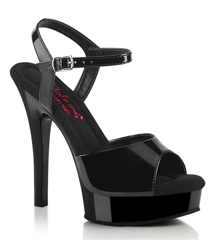 Black Pantent Leatherette Platform Comfort Pump Shoes Unique Vintage Heels