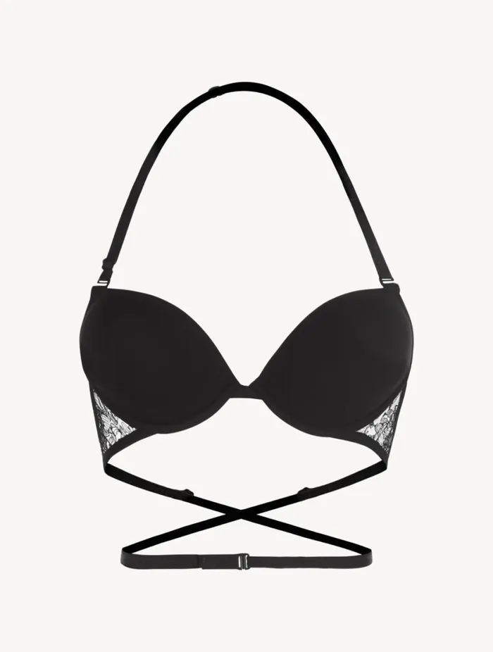 Black Tshirt Multiway Bra With Chantilly Lace Lingerie La Perla Padded