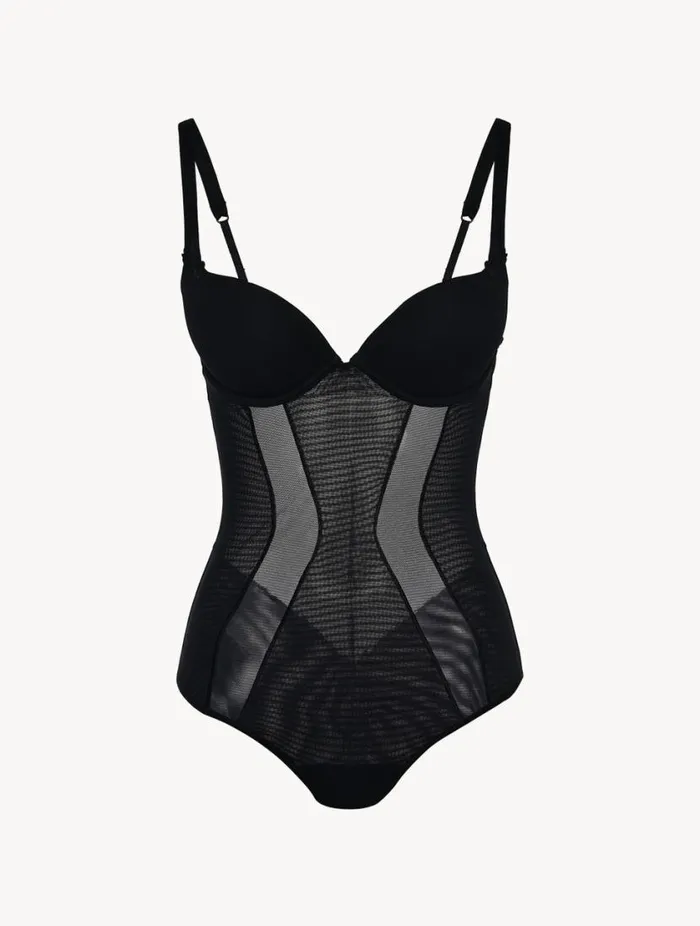 Bodysuit In Black Stretch Tulle Lingerie La Perla Bodysuits and Bustiers