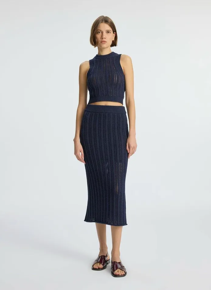Bottoms Women ALC Aurora Crochet Midi Skirt Navy