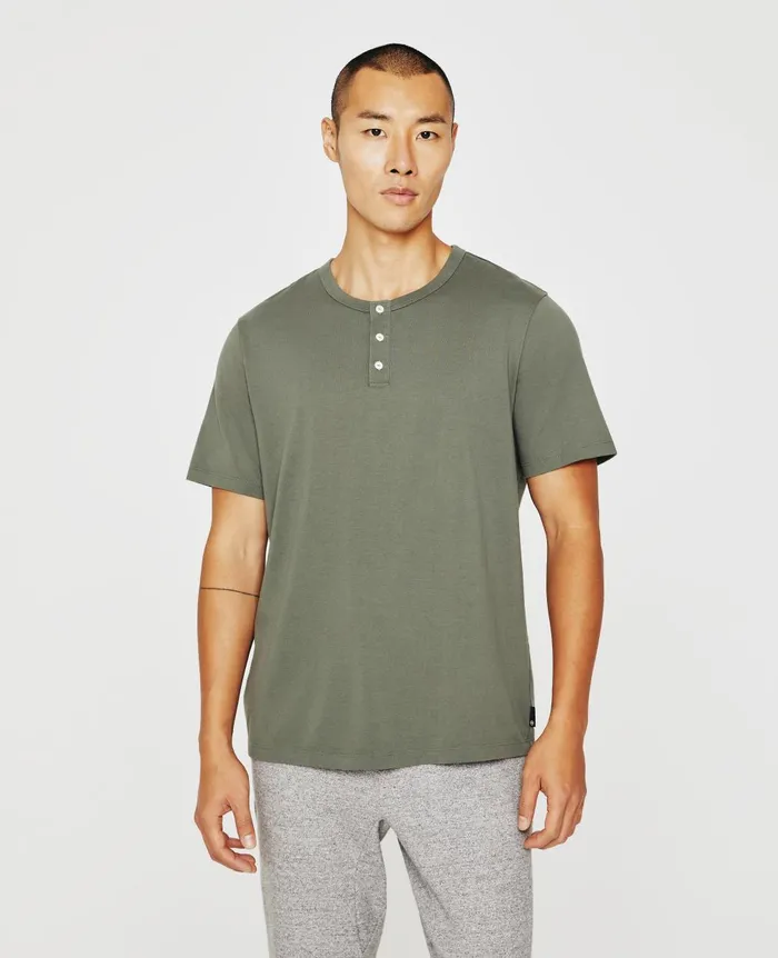 Bryce Short Sleeve Henley Hunter Sage Men AG Jeans Tees