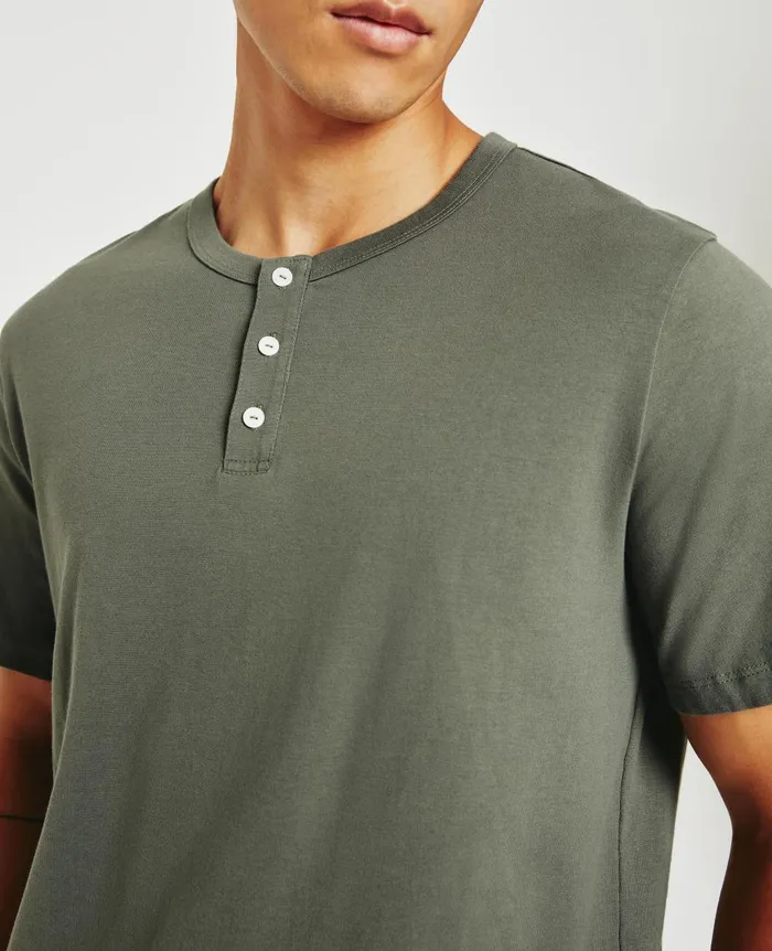 Bryce Short Sleeve Henley Hunter Sage Men AG Jeans Tees Bryce Short Sleeve Henley Hunter Sage Men AG Jeans Tees