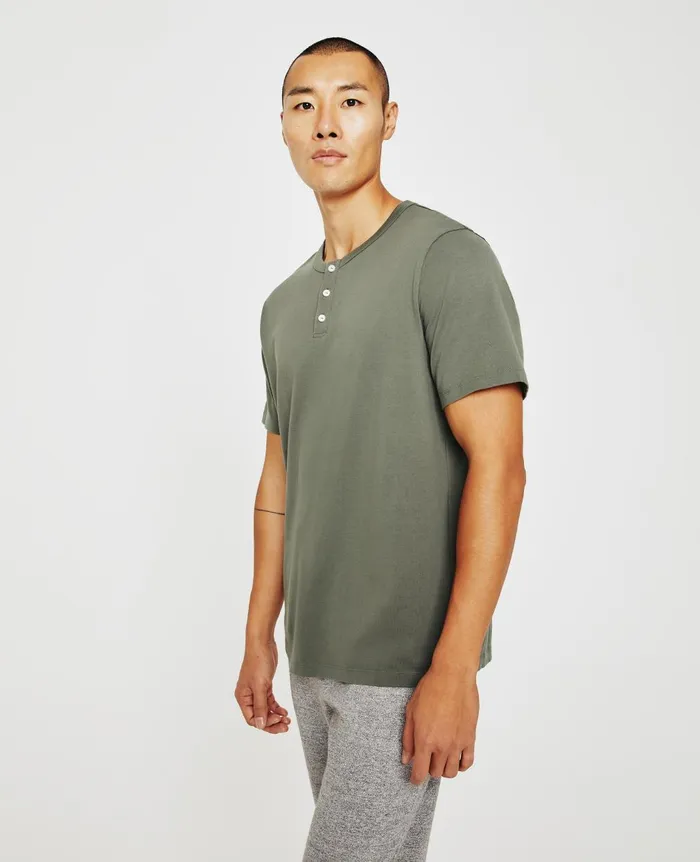 Bryce Short Sleeve Henley Hunter Sage Men AG Jeans Tees Bryce Short Sleeve Henley Hunter Sage Men AG Jeans Tees