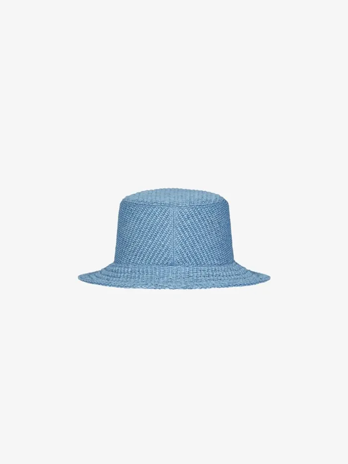 Bucket Hat In Raffia Denim Blue Women Givenchy Beanies and Caps