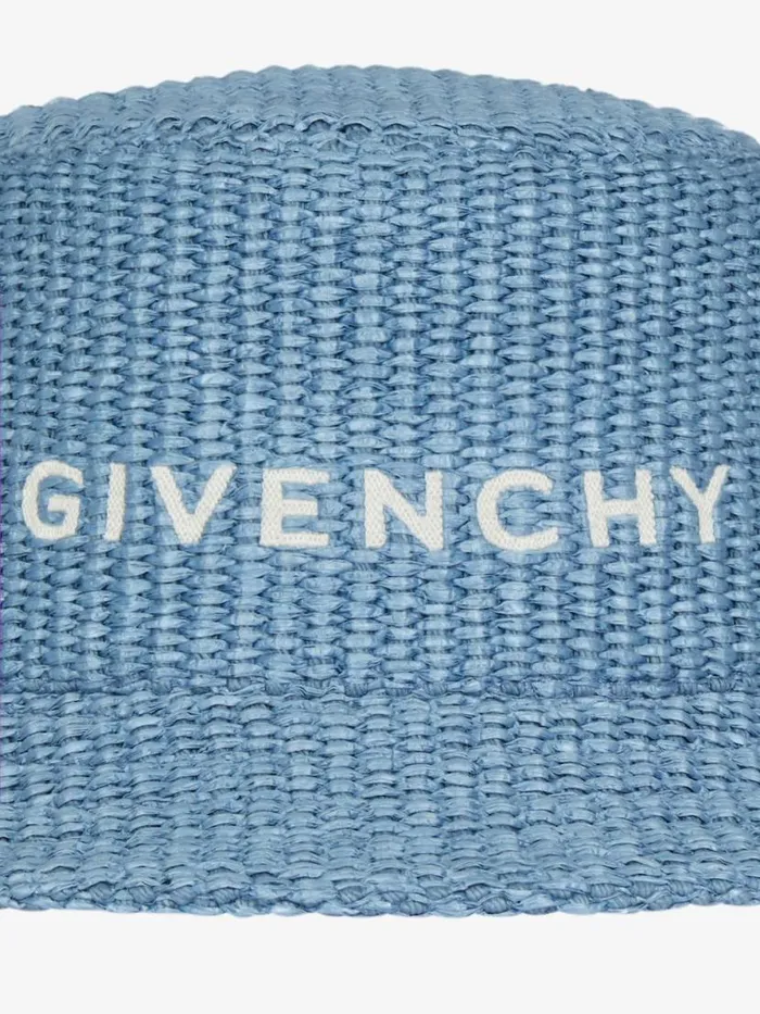Bucket Hat In Raffia Denim Blue Women Givenchy Beanies and Caps
