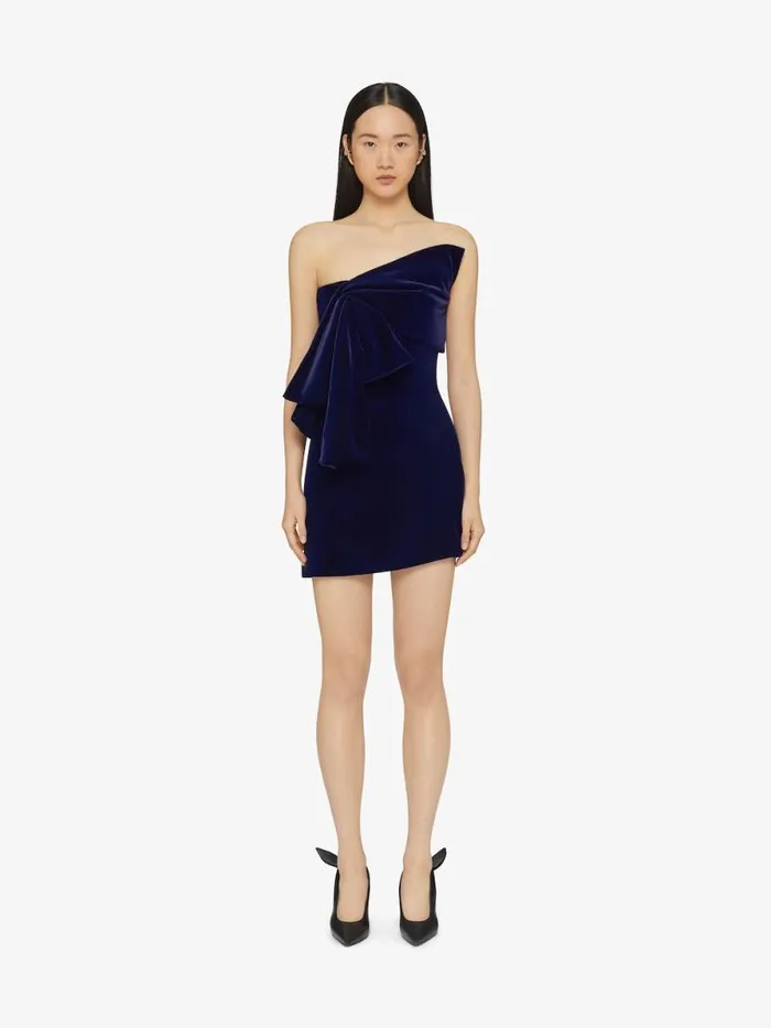 Bustier Dress In Velvet With Oversized Bow Dark Navy Women Givenchy Dresses