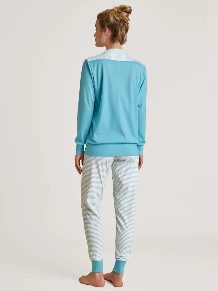 CALIDA Pyjamas Women Pyjama With Cuff Blue Topaz