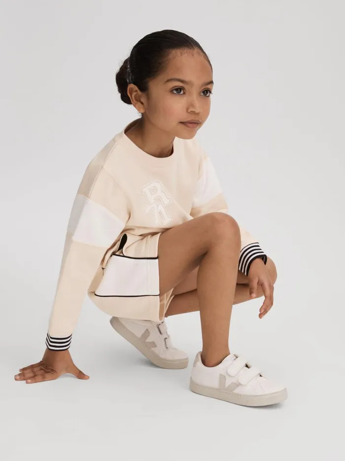 Children Reiss CoOrds Colette Cotton Blend Elasticated Waist Shorts Ivory