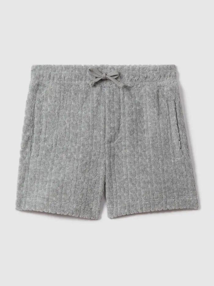 Children Reiss CoOrds Fletcher Towelling Drawstring Shorts Soft Grey