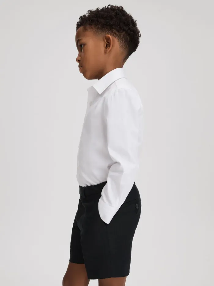 Children Reiss CoOrds Kin Slim Fit Linen Adjustable Shorts Navy