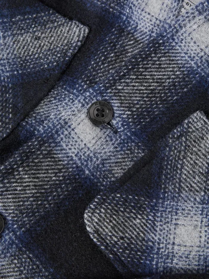 Children Reiss Coats and Jackets Idaho Wool Blend Check Overshirt Blue Multi
