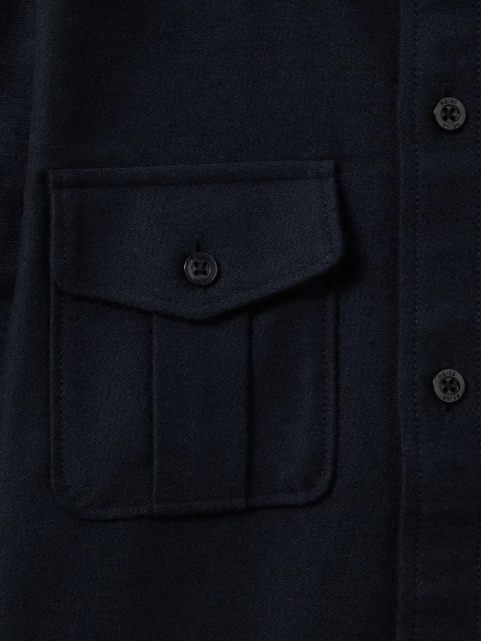 Children Reiss Coats and Jackets Thomas Brushed Cotton Patch Pocket Overshirt Navy
