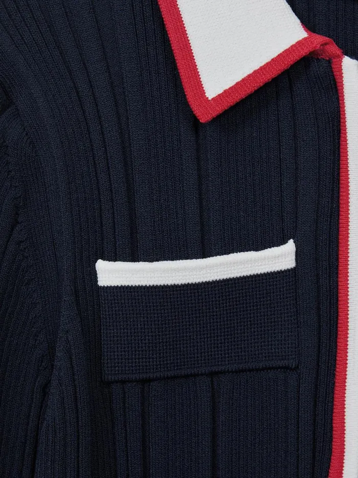 Children Reiss Dresses Annie Ribbed Colourblock Mini Dress Navy
