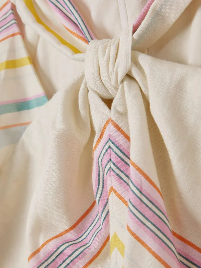 Children Reiss Dresses Kitty Linen Cotton Knot Detail Dress Ivory