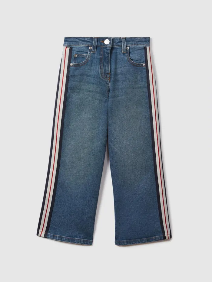 Children Reiss Jeans Marie Side Stripe Straight Leg Jeans Blue