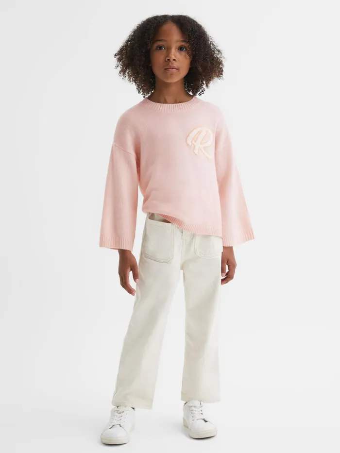 Children Reiss Knitwear Afi Wool Blend Motif Jumper Pink