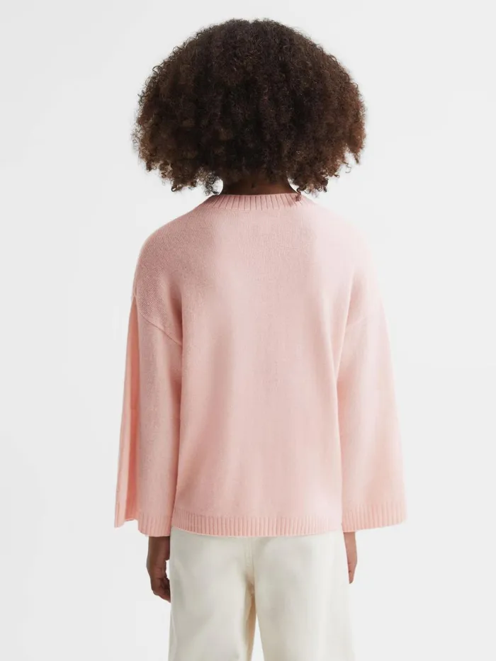 Children Reiss Knitwear Afi Wool Blend Motif Jumper Pink