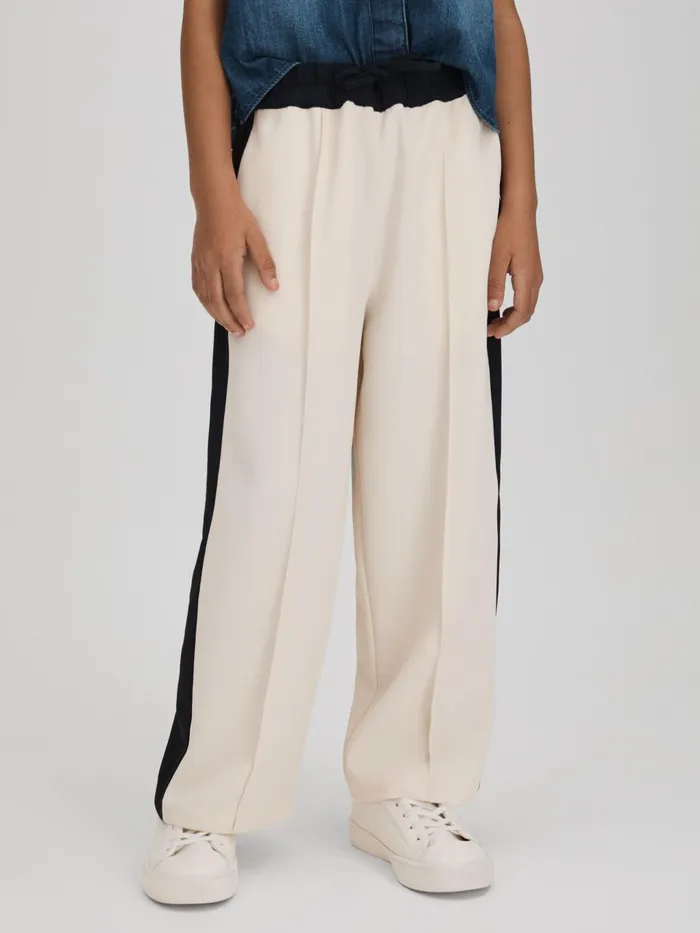Children Reiss Pants May Woven Stripe Drawstring Trousers Ivory