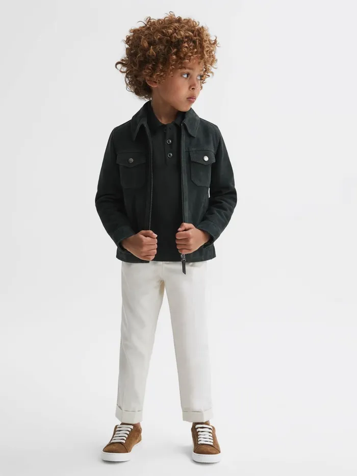 Children Reiss Polo Shirts Trafford Merino Wool Polo Shirt Forest