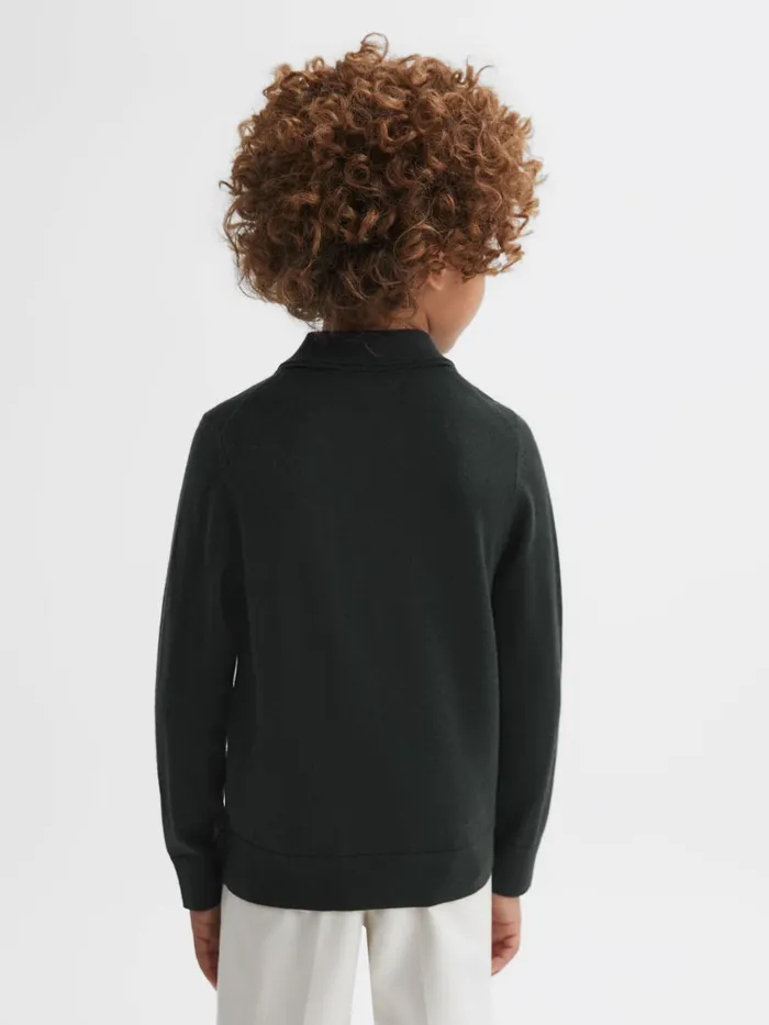 Children Reiss Polo Shirts Trafford Merino Wool Polo Shirt Forest