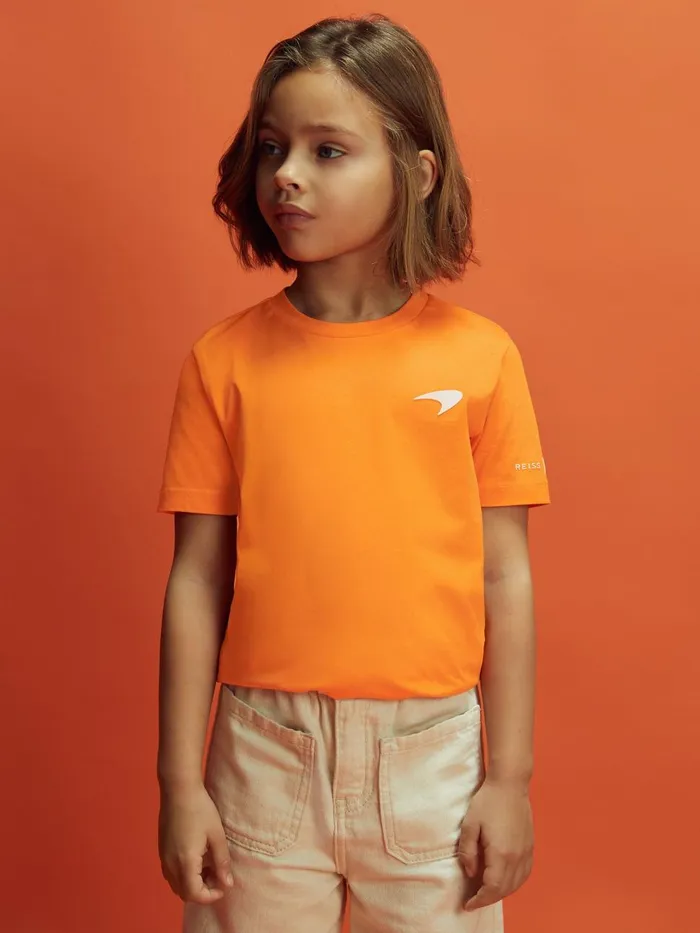 Children Reiss Reiss X Mclaren F1 Team F1 Mercerised Cotton Crew Neck TShirt Papaya