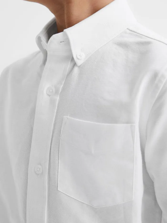Children Reiss Shirts Greenwich Slim Fit ButtonDown Oxford Shirt White
