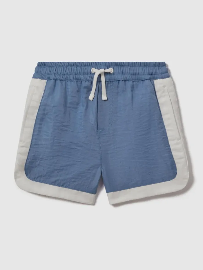 Children Reiss Swimwear Surf Contrast Drawstring Swim Shorts Sea Blueecru